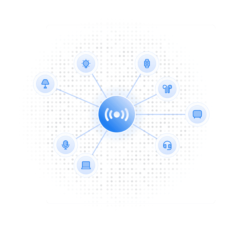 SimpleBLE Central Mode illustration showing devices connected in a network